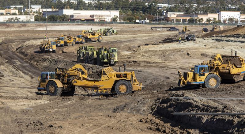 Yard grading in progress